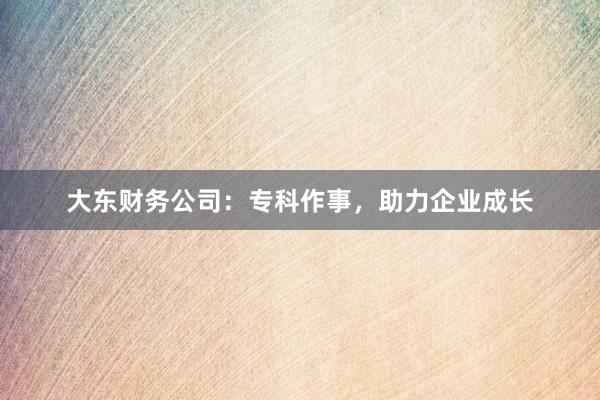 大东财务公司：专科作事，助力企业成长
